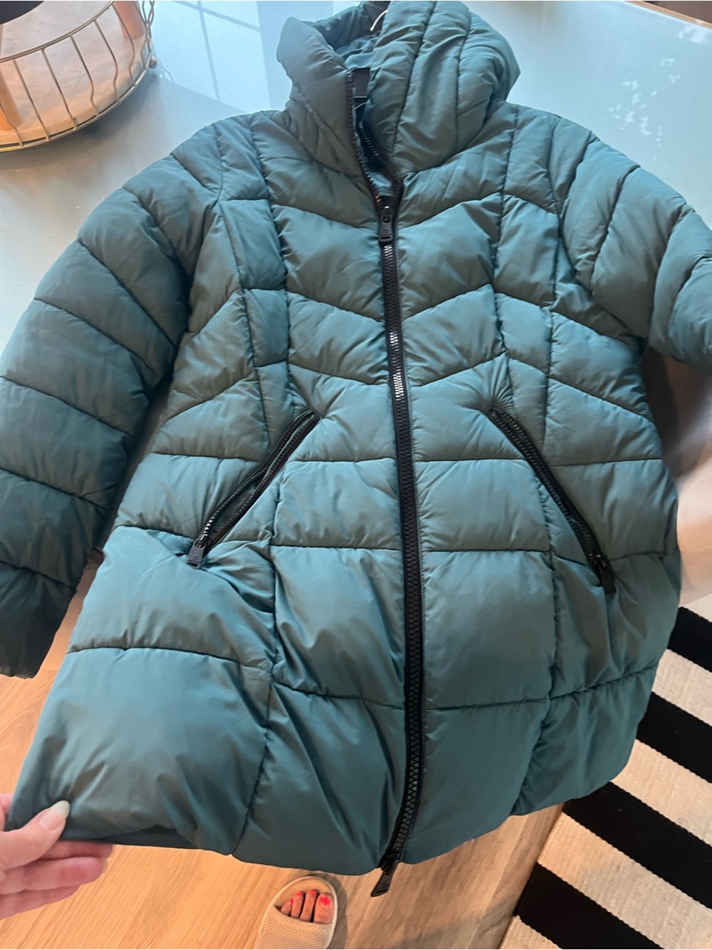 Bernardo Teal Hooded Puffer Winter Jacket Coat - Picture 3 of 7